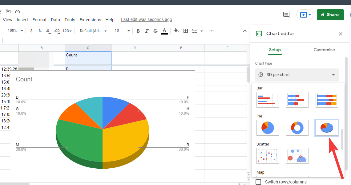 Comment créer un graphique à secteurs sur Google Forms