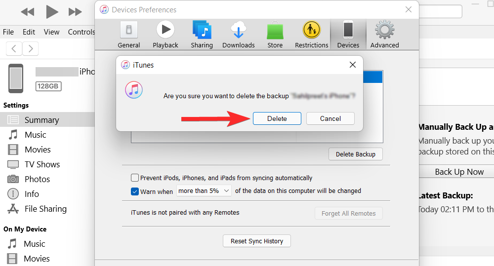 Windows 11에서 iTunes 백업을 삭제하는 방법