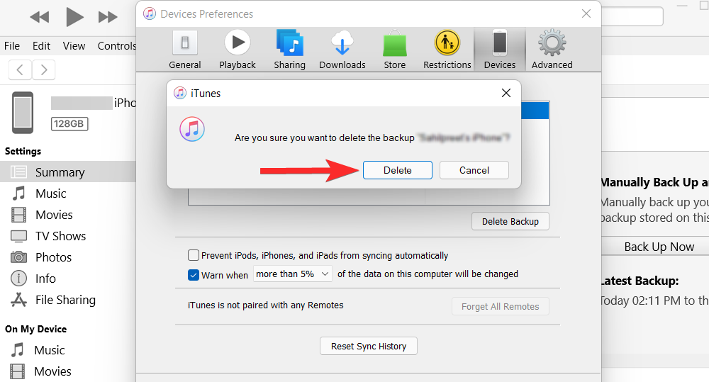 Comment supprimer la sauvegarde iTunes sur Windows 11