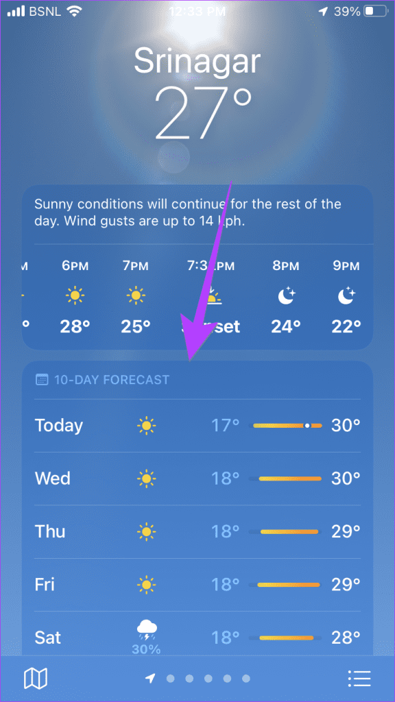 iPhoneでApple天気アプリを使用する方法