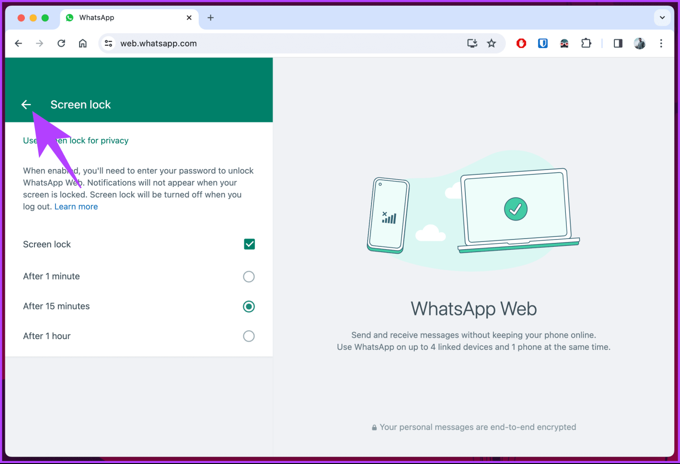 วิธีรักษาความปลอดภัยเว็บ WhatsApp ด้วยรหัสผ่าน