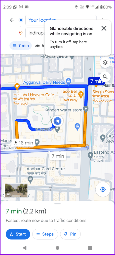 วิธีใช้เส้นทางโดยสรุปบน Google Maps