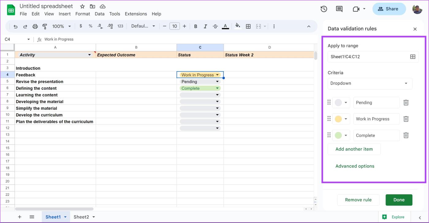 Cómo crear, editar y eliminar listas desplegables en Google Sheets