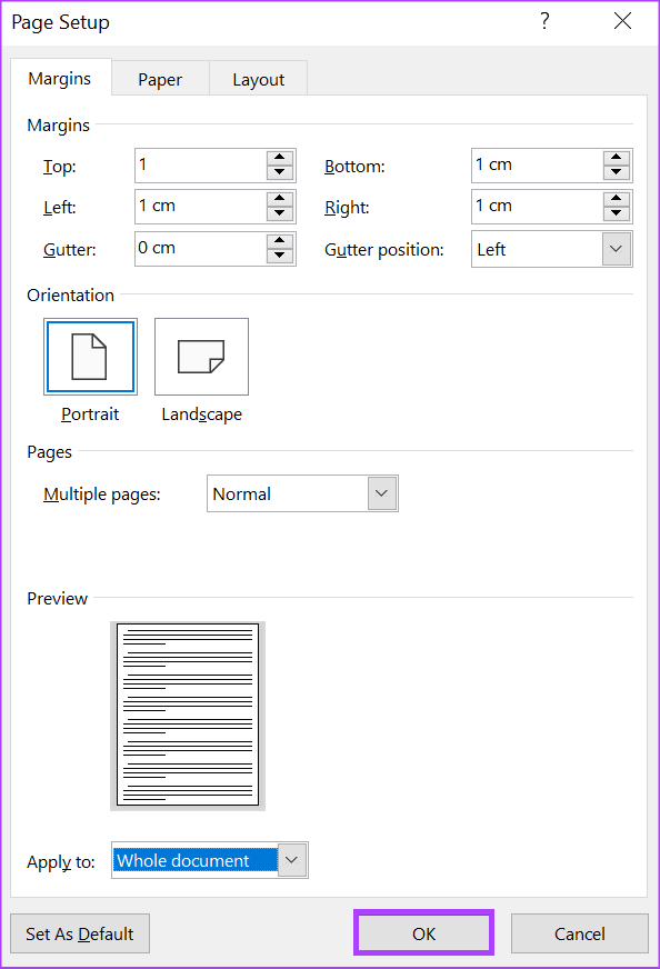 4 meilleures façons d'accéder à la boîte de dialogue Mise en page dans Microsoft Word