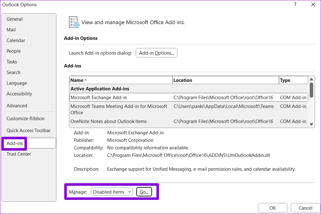 Windows에서 Outlook 추가 기능이 없거나 작동하지 않는 문제에 대한 상위 6가지 수정 사항