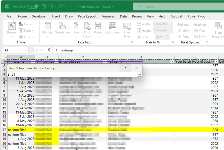 วิธีพิมพ์แถวหรือคอลัมน์แรกในทุกหน้า Excel