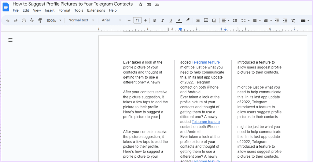 Comment créer et modifier des colonnes de texte dans Google Docs