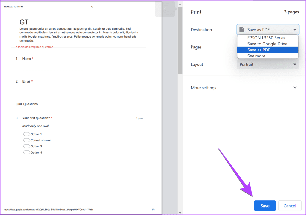 วิธีแปลง Google Forms เป็น PDF, Google Docs หรือ Word