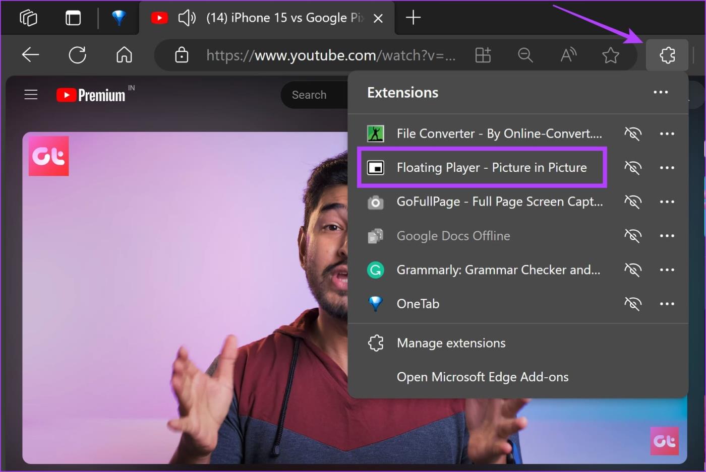 Microsoft Edge에서 PIP(Picture in Picture)를 켜는 방법
