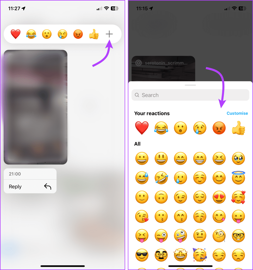 Como reagir às mensagens do Instagram com diferentes emojis