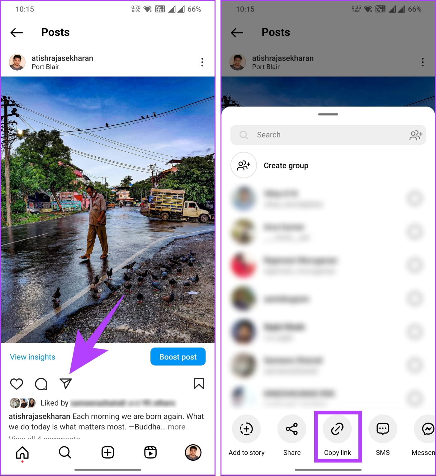 Como compartilhar uma postagem do Instagram na história do Snapchat