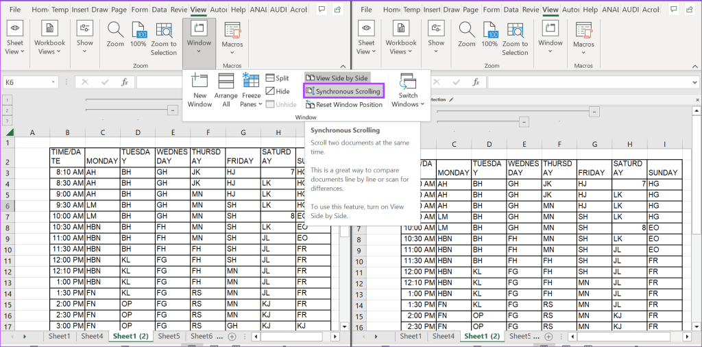 Come visualizzare più fogli di lavoro affiancati in Excel