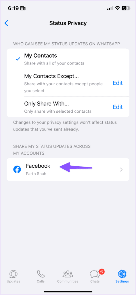 Como compartilhar automaticamente o status do WhatsApp como uma história do Facebook