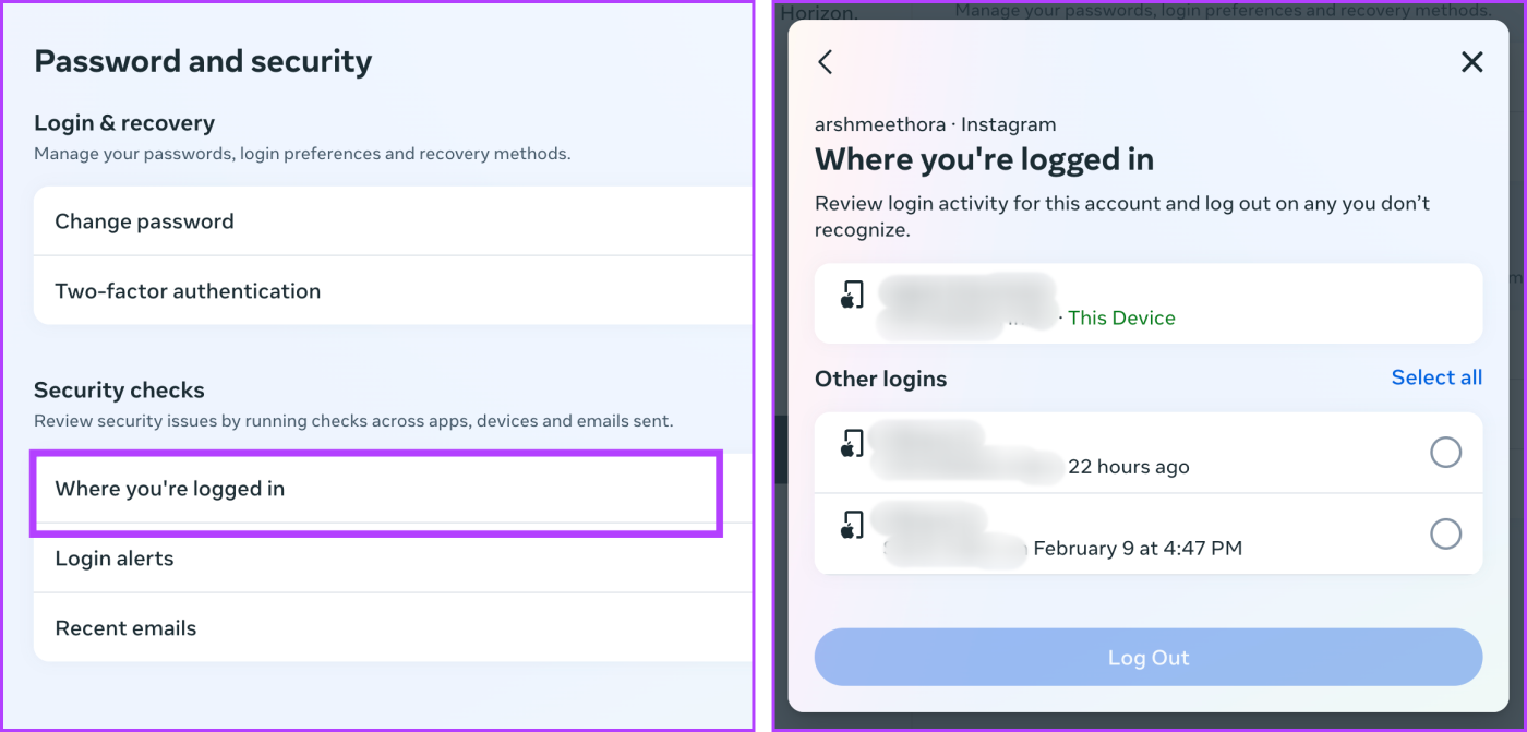 Instagram アカウントを確認して他のデバイスから削除する方法