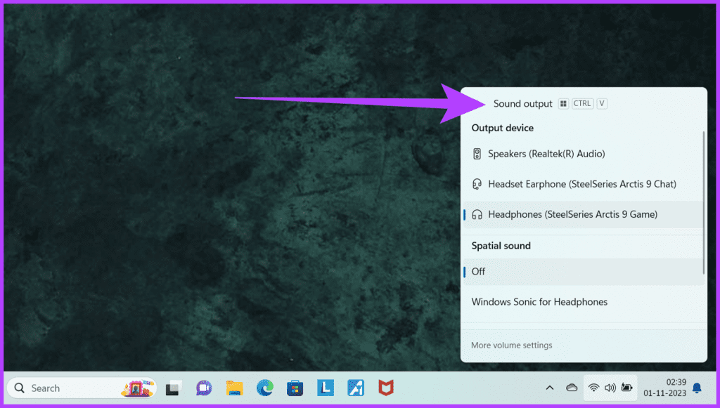 كيفية تغيير إخراج الصوت على نظام التشغيل Windows باستخدام مفتاح التشغيل السريع