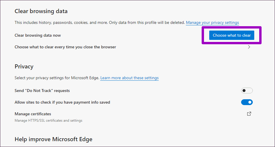 Como limpar cache e cookies no Microsoft Edge