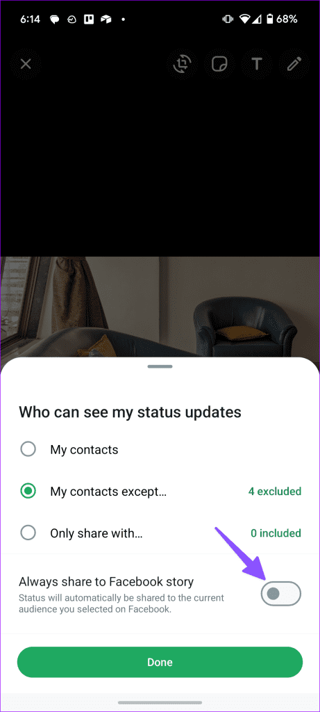 Come condividere automaticamente lo stato di WhatsApp come storia di Facebook