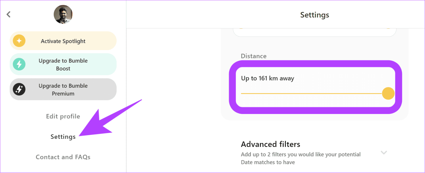 Comment changer la distance sur Bumble