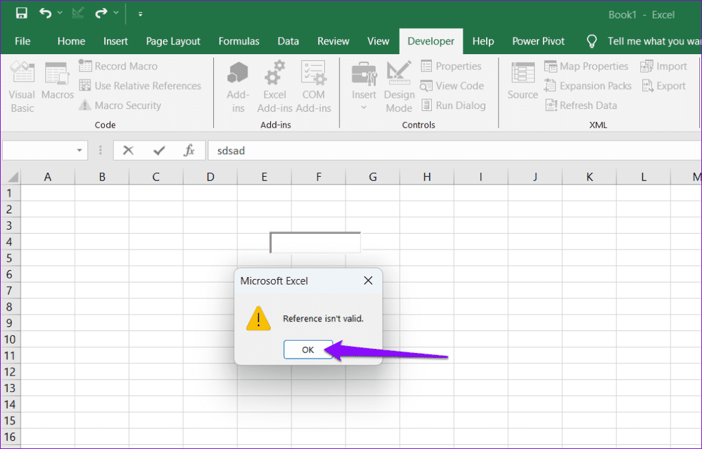 Top 6 oplossingen voor de fout 'Referentie is niet geldig' in Microsoft Excel voor Windows