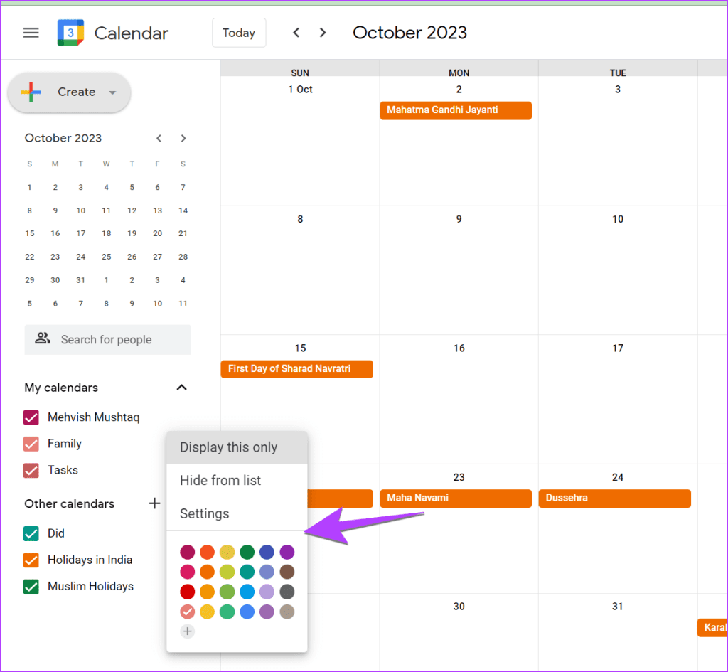 3 formas de cambiar colores en Google Calendar