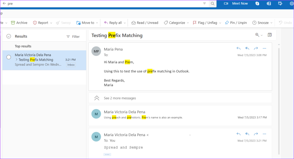 Microsoft Outlook での検索バーと検索演算子の使用に関するガイド