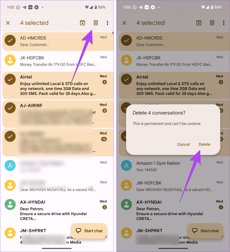 Android で複数またはすべてのテキスト メッセージを削除する方法
