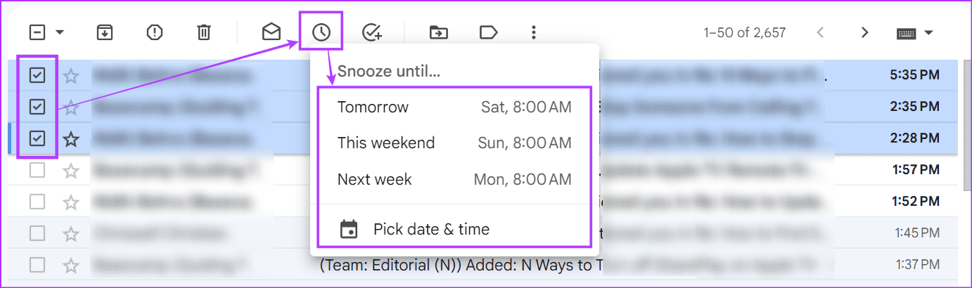 Comment utiliser Snooze dans Gmail sur mobile et ordinateur de bureau