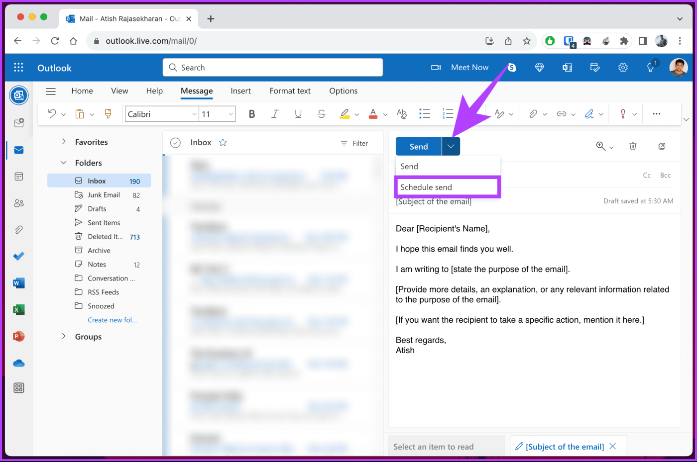 任意のプラットフォームの Outlook でメールをスケジュールする方法