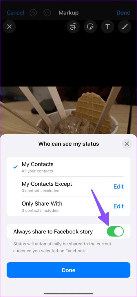 Come condividere automaticamente lo stato di WhatsApp come storia di Facebook