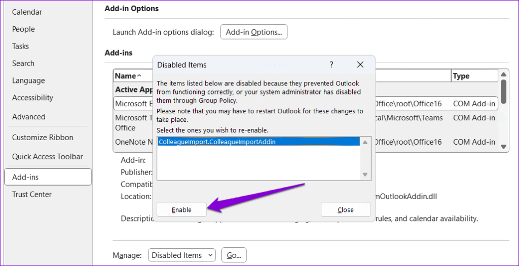 Le 6 principali correzioni per il componente aggiuntivo di Outlook mancante o non funzionante su Windows