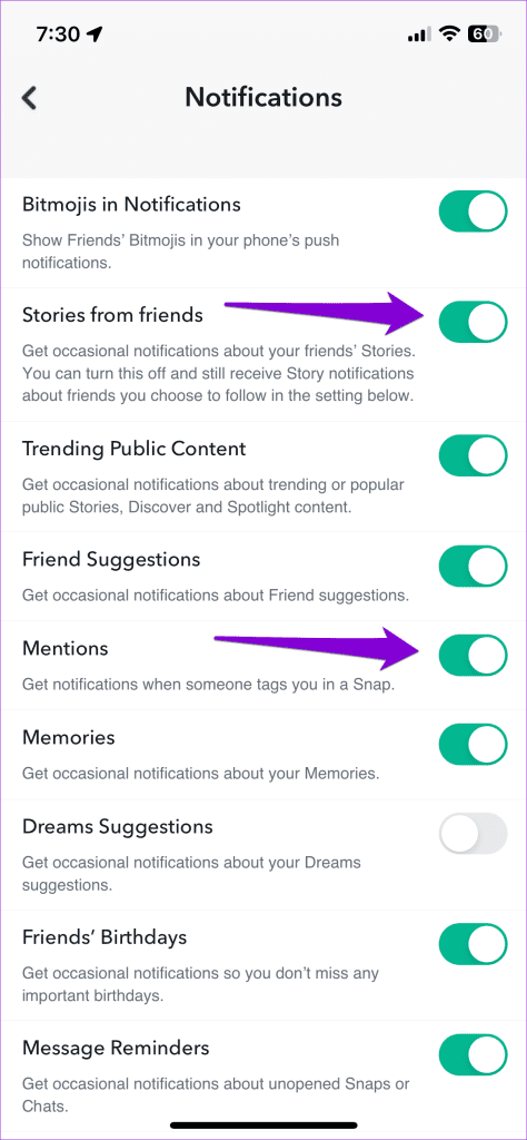 Las 7 formas principales de arreglar las notificaciones de Snapchat que no funcionan en iPhone