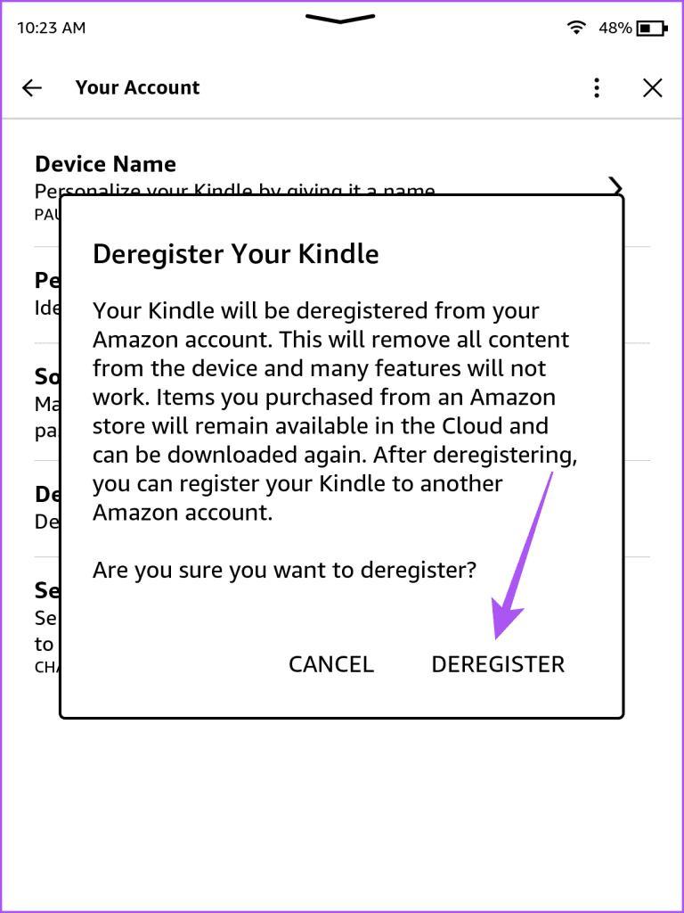 Come rimuovere il dispositivo Kindle dal tuo account Amazon