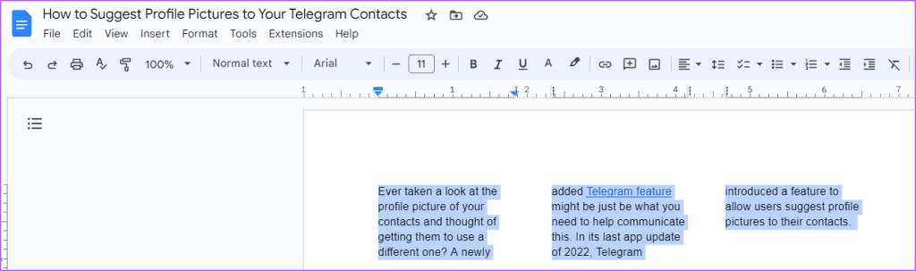Como criar e editar colunas de texto no Google Docs