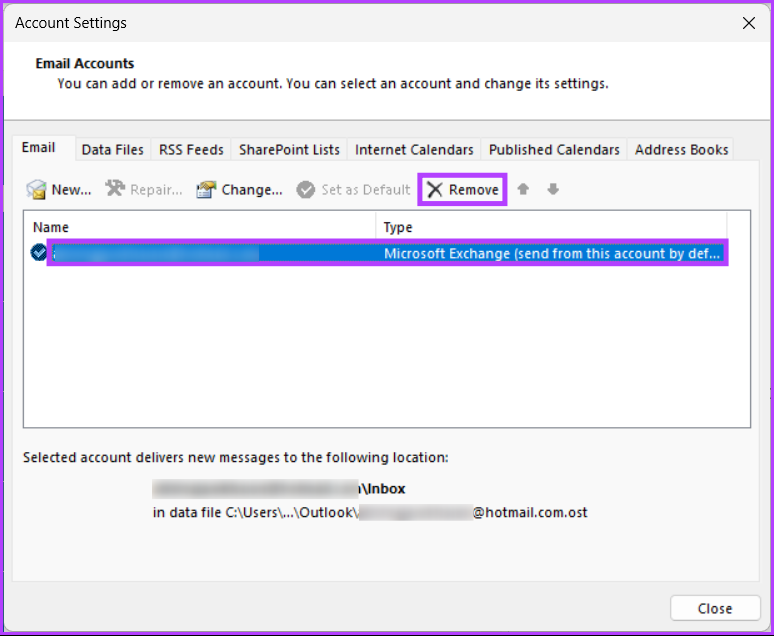 Como remover uma conta de e-mail do Outlook