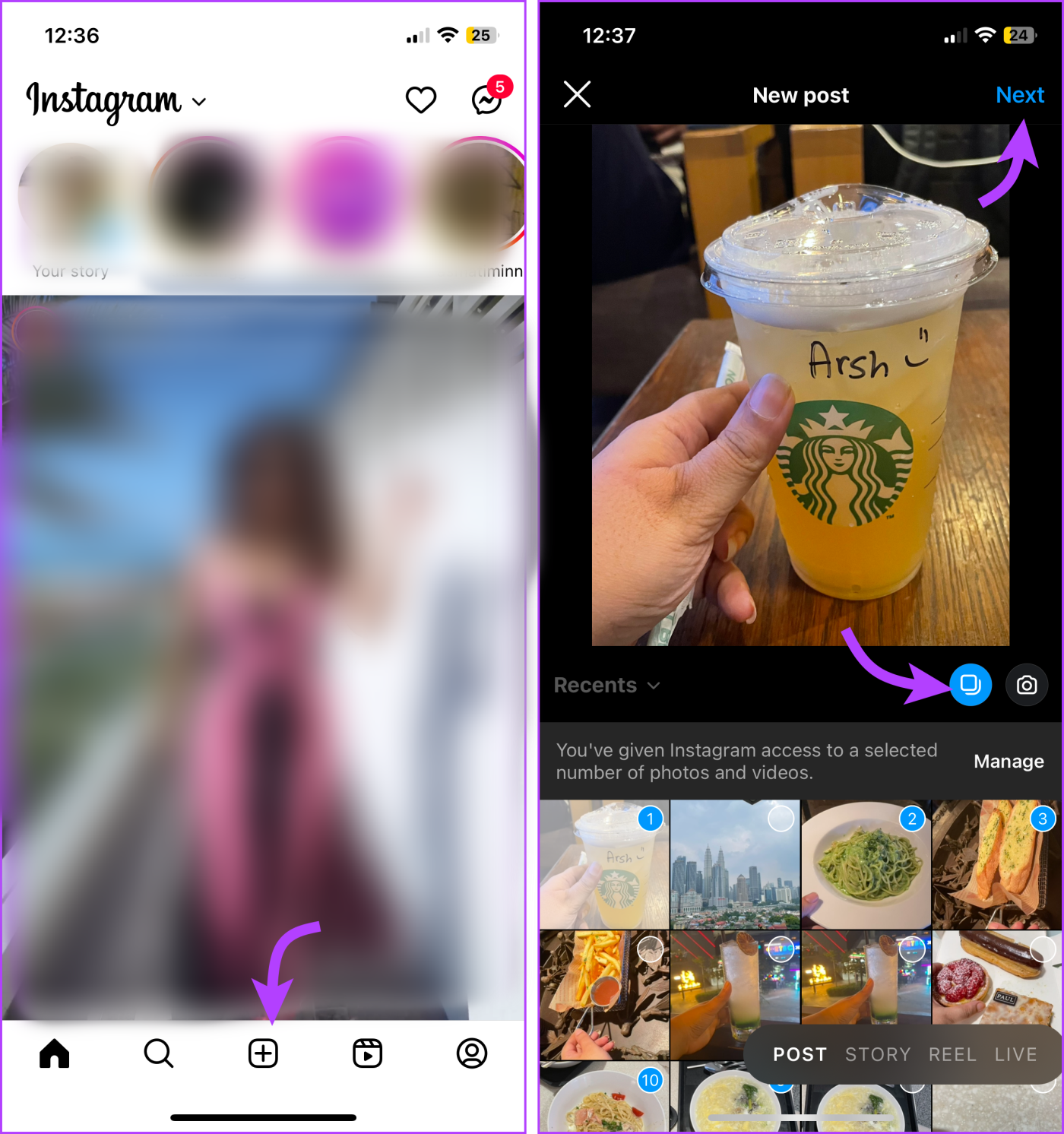 如何在 Instagram 上發布多張風景和肖像照片