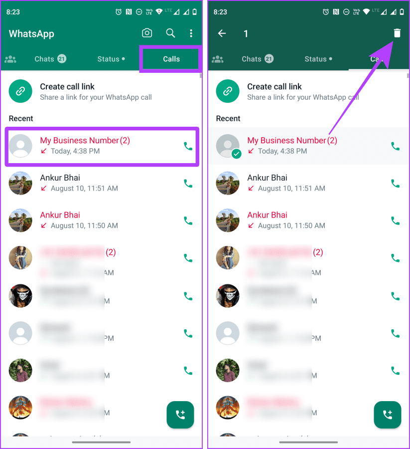 Jak usunąć historię połączeń WhatsApp na urządzeniach z Androidem i iOS