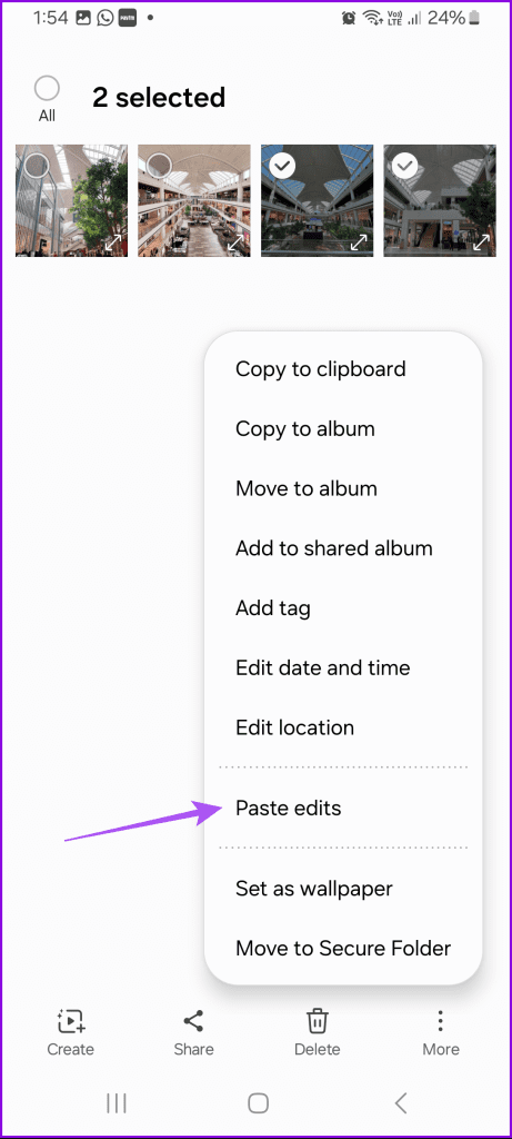 Comment copier et coller les modifications des photos sur les téléphones Samsung Galaxy