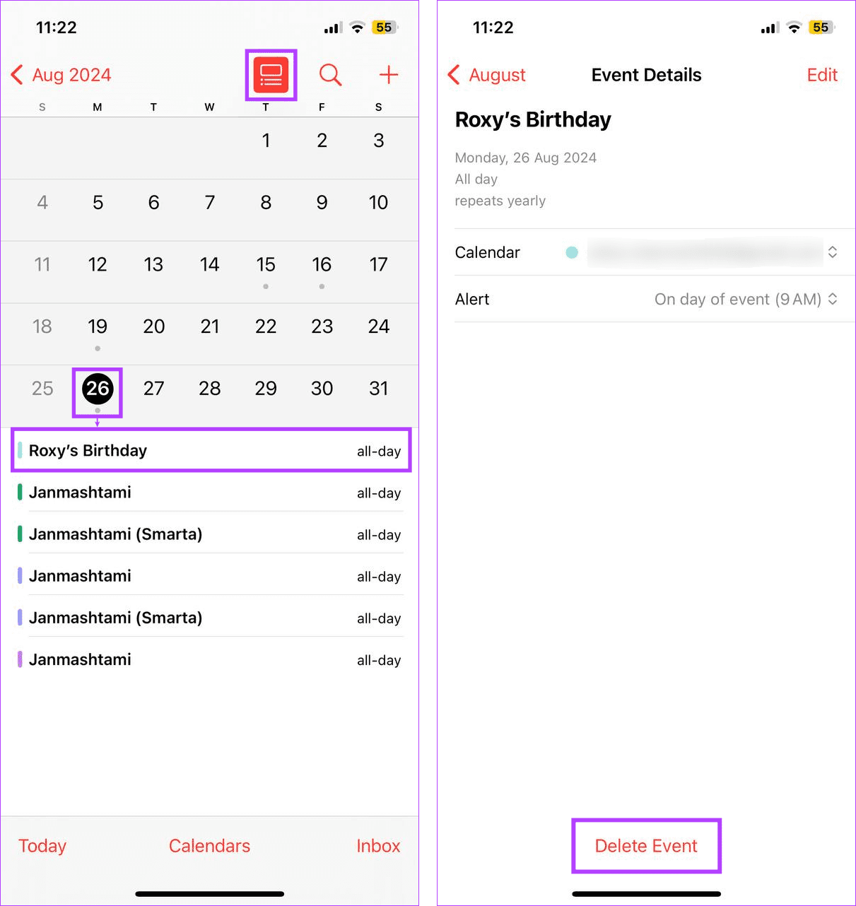 iPhoneのカレンダーに誕生日を追加して表示する方法