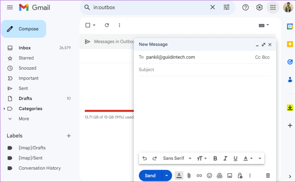 Nove maneiras principais de corrigir e-mails presos na caixa de saída do Gmail