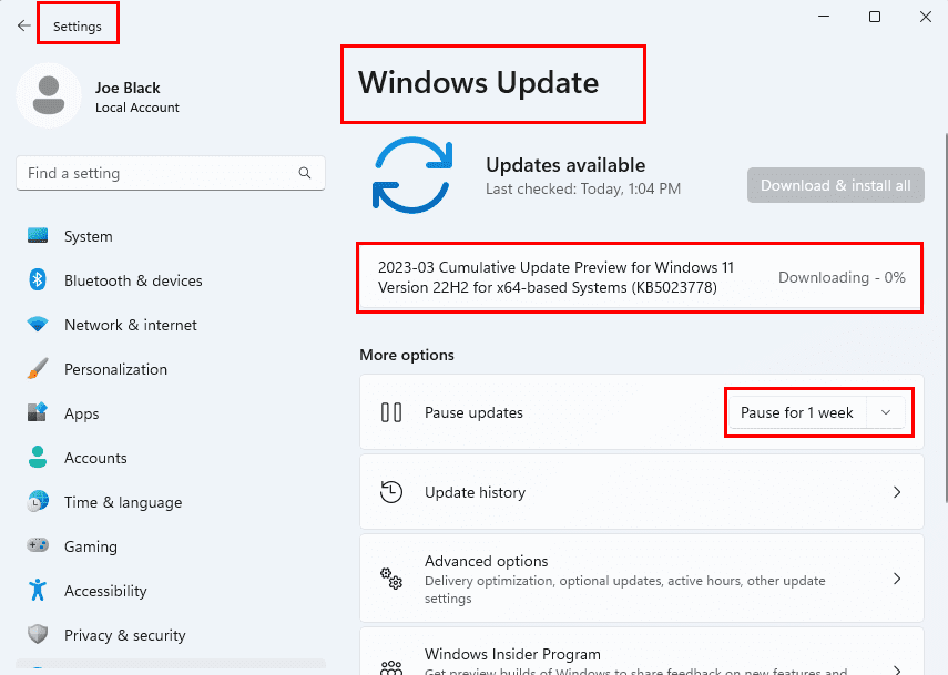 如何停止正在进行的Windows 11更新