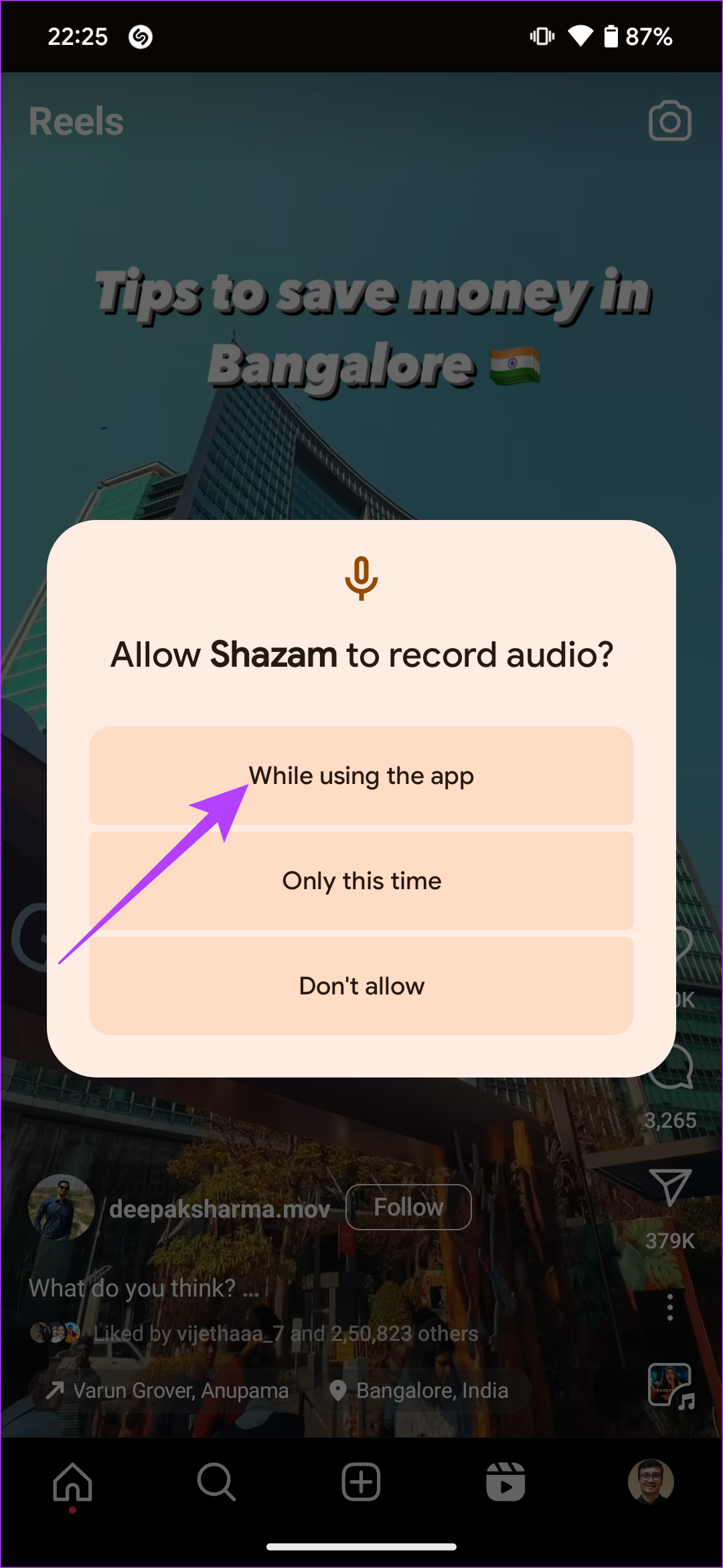 Instagram のリールで再生されている (Shazam) 曲を特定する方法