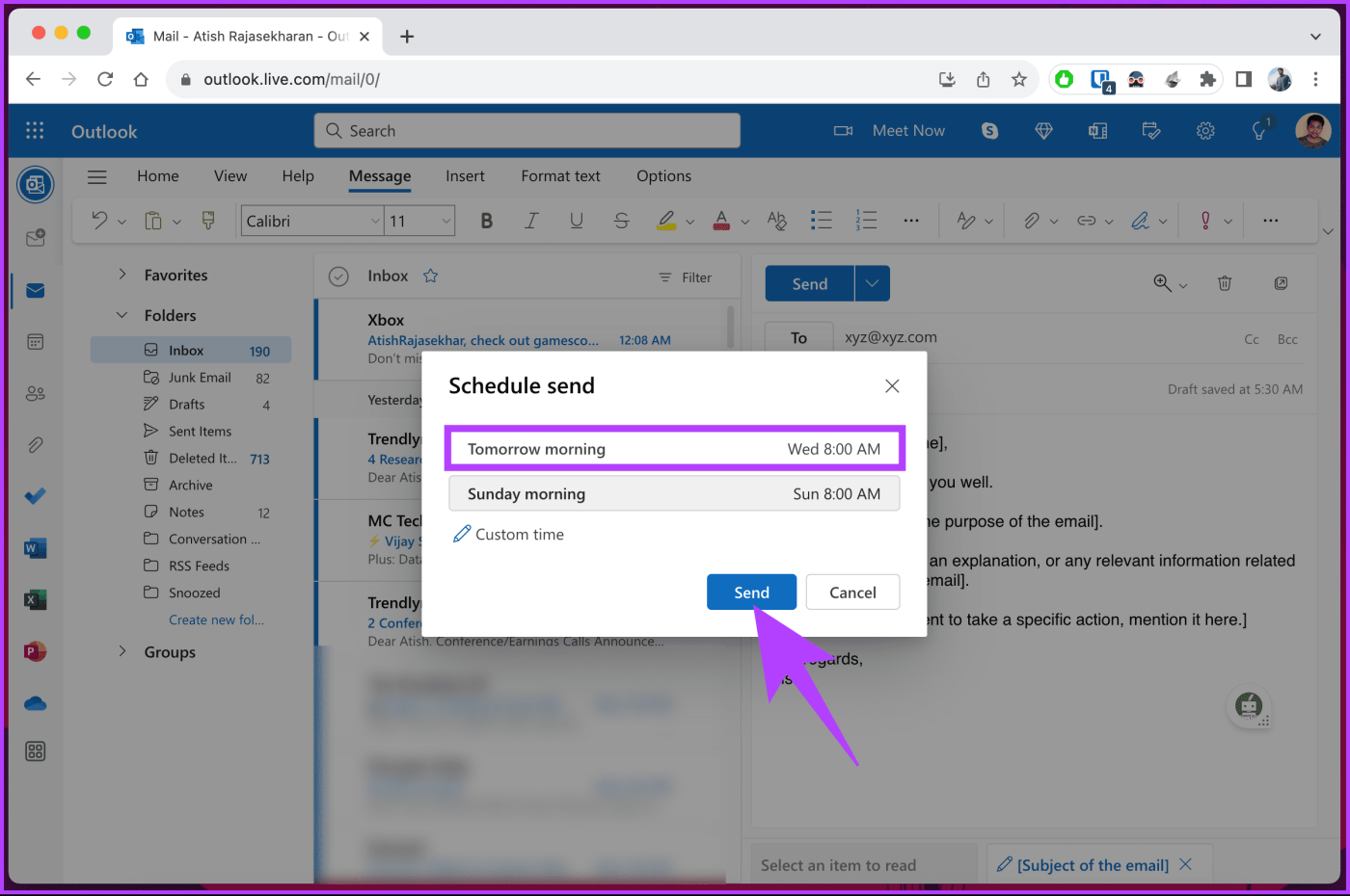 任意のプラットフォームの Outlook でメールをスケジュールする方法