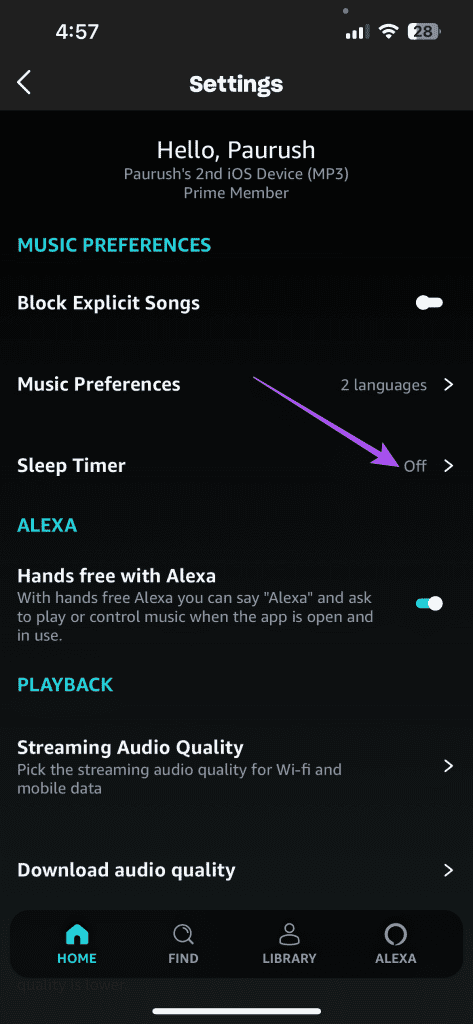 Amazon Music에서 수면 타이머를 설정하는 방법