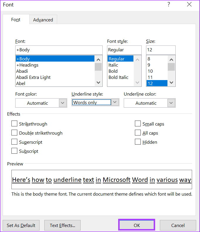 Microsoft Word에서 텍스트에 밑줄을 긋는 3가지 가장 좋은 방법