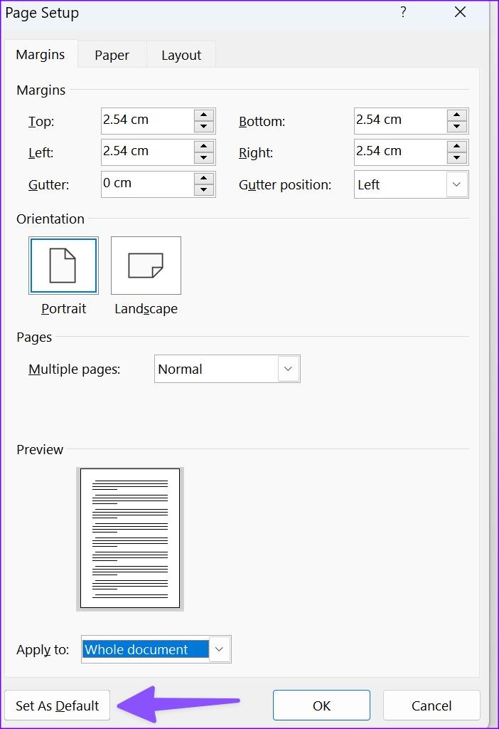 5 manieren om de standaardpagina-indeling in Microsoft Word te wijzigen