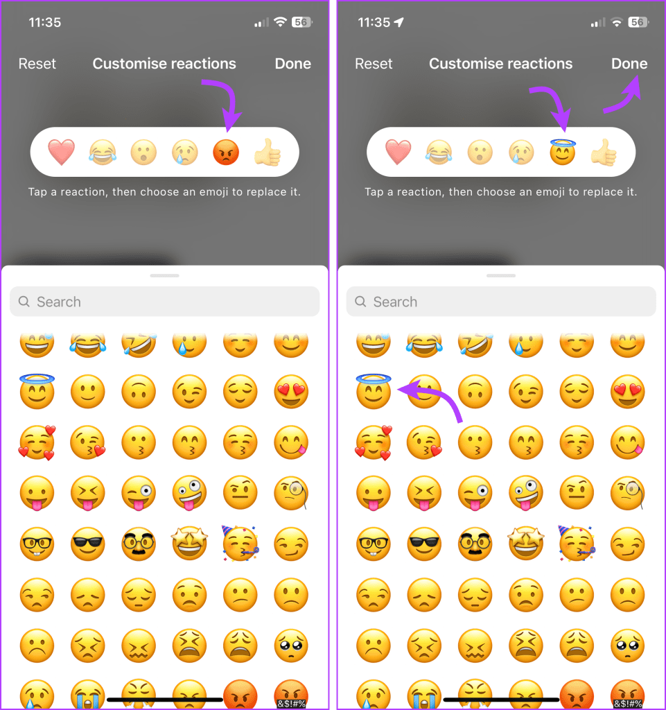 Como reagir às mensagens do Instagram com diferentes emojis