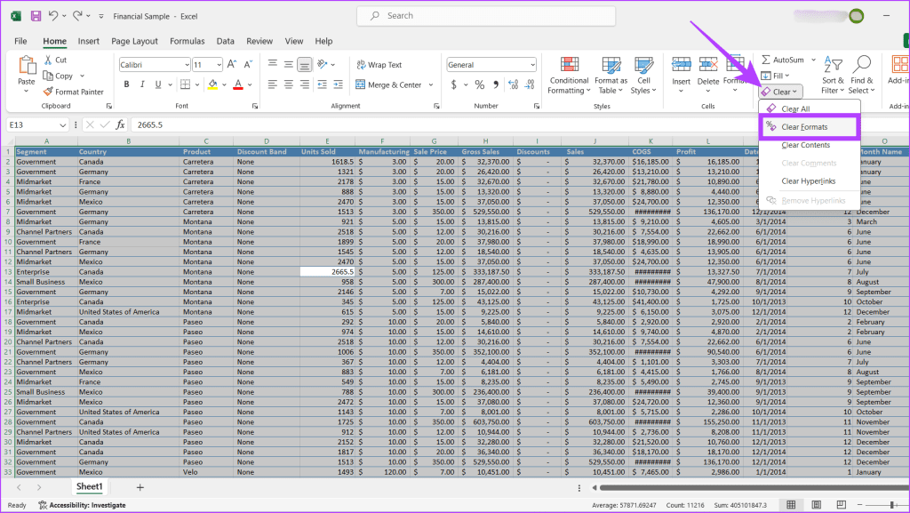 Jak usunąć „Formatuj jako tabelę” w programie Excel