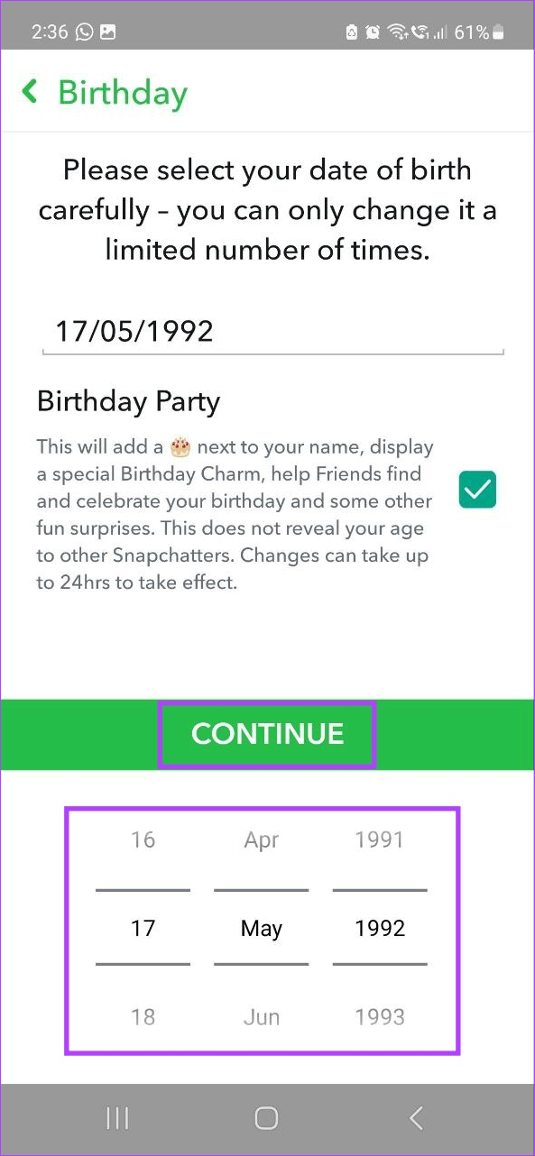 Snapchatで誕生日を確認する方法