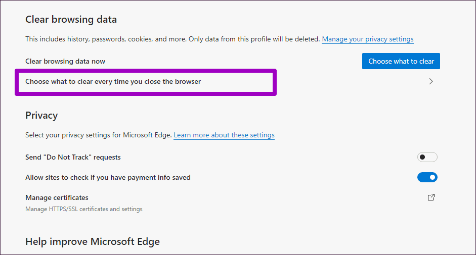 Come cancellare cache e cookie su Microsoft Edge