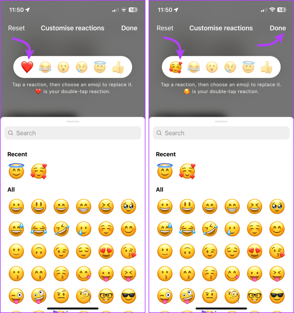 Como reagir às mensagens do Instagram com diferentes emojis